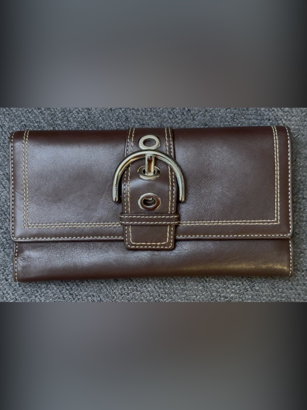 Coach SoHo Buckle Wallet Mahogany Brown Leather